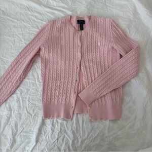 Polo ralph lauren baby pink cable knit cardigan